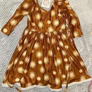 Cheeky Plum Sunflower Dress - Brown and Cream